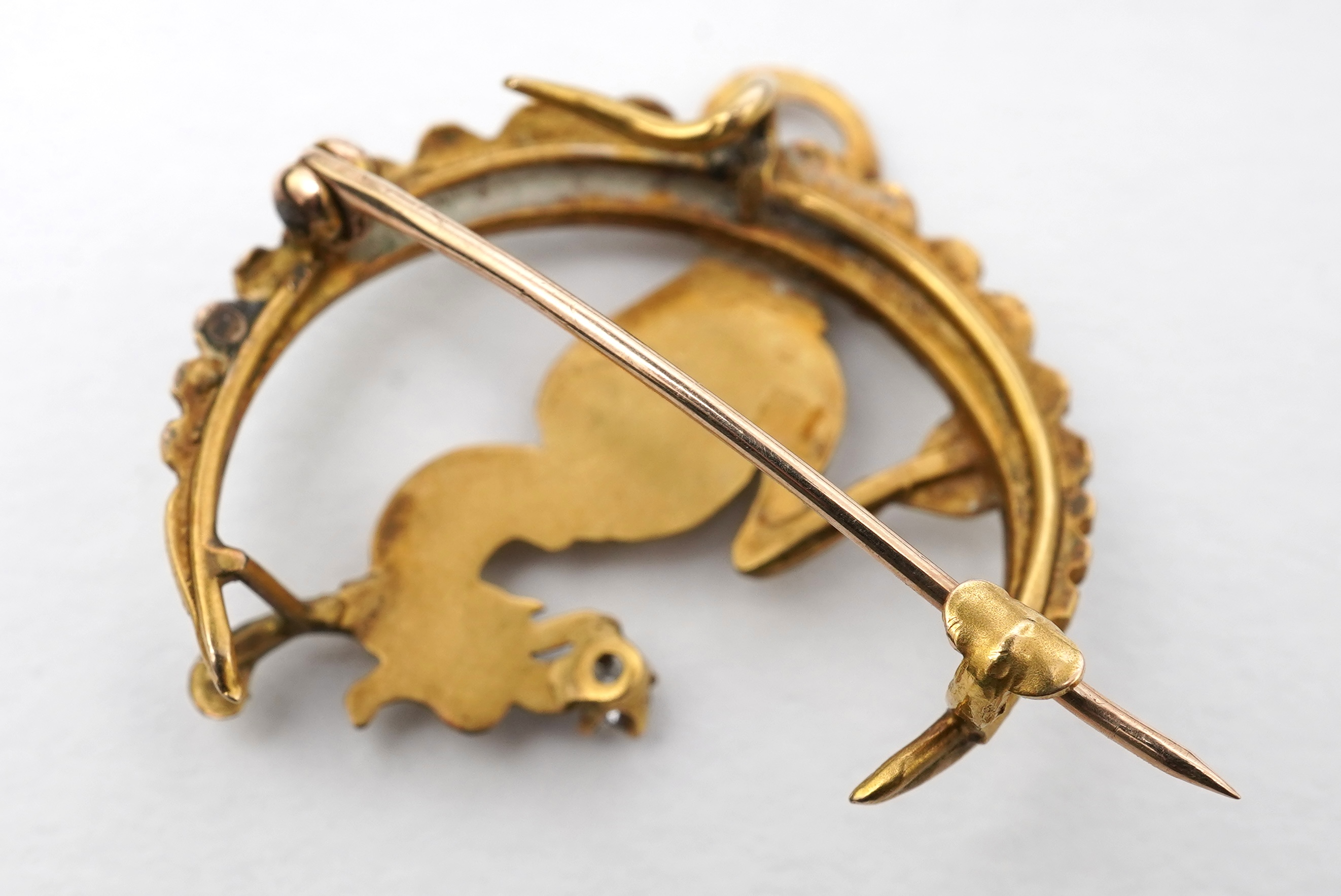 An Art Nouveau pearl and diamond brooch, early 20th century